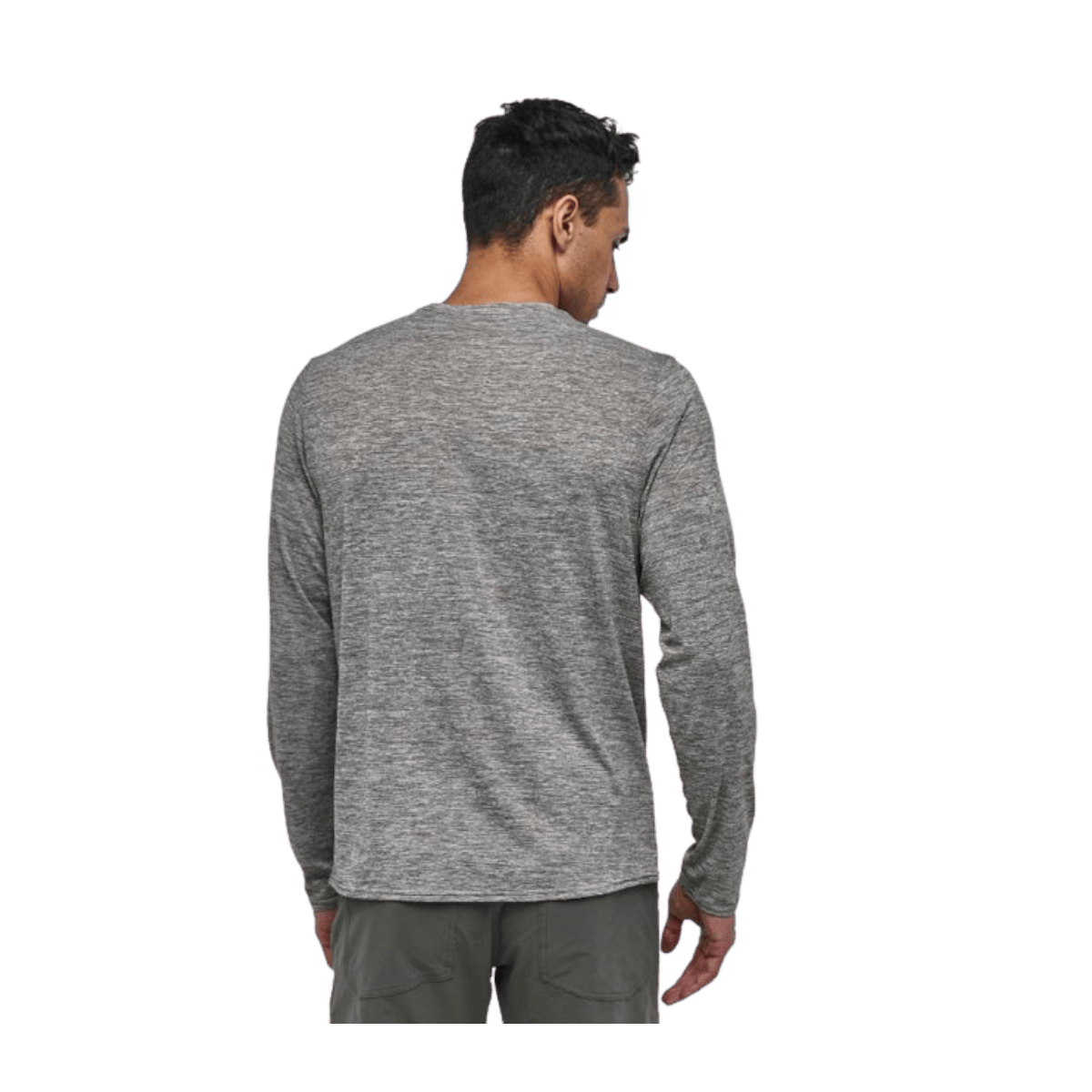 PATAGONIA MEN'S LONG-SLEEVED CAPILENE COOL DAILY SHIRT - FEATHER GREY - BACK VIEW
