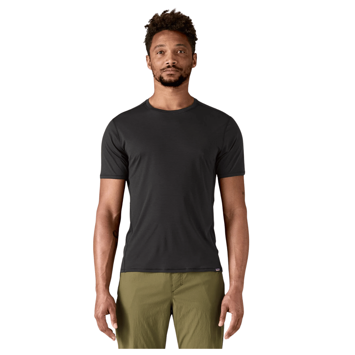 PATAGONIA MEN'S CAPILENE COOL LIGHTWEIGHT SHIRT - BLACK - FRONT VIEW