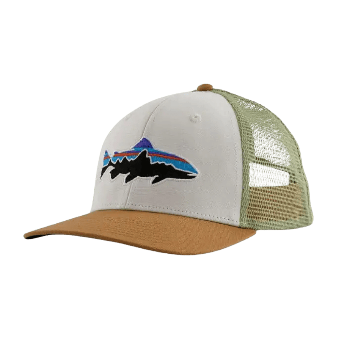 PATAGONIA FITZ ROY TROUT TRUCKER HAT - WHITE W/TAN