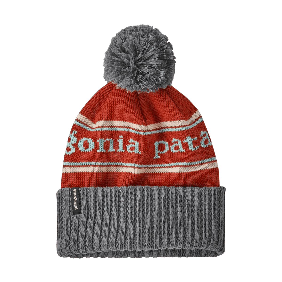 PATAGONIA KID'S POWDER TOWN BEANIE - PARK STRIPE BURL RED
