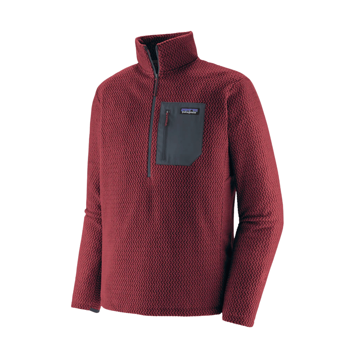 PATAGONIA MEN'S R1 AIR ZIP NECK SEQUOIA RED-FRONT VIEW