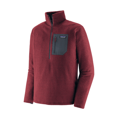 PATAGONIA MEN'S R1 AIR ZIP NECK SEQUOIA RED-FRONT VIEW