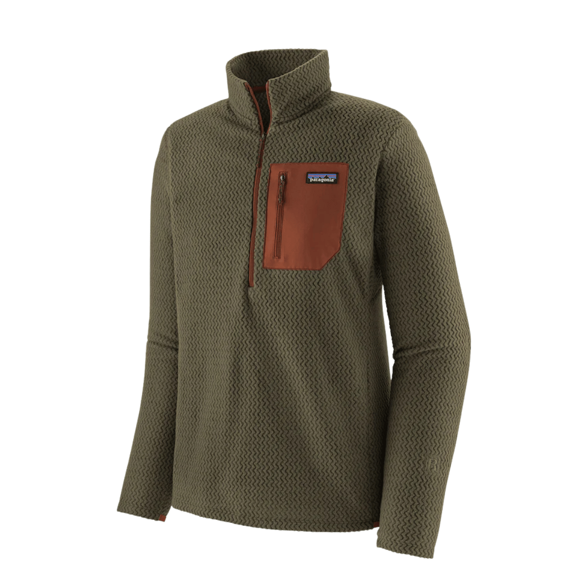 PATAGONIA MEN'S R1 AIR ZIP NECK BASIN GREEN-FRONT VIEW
