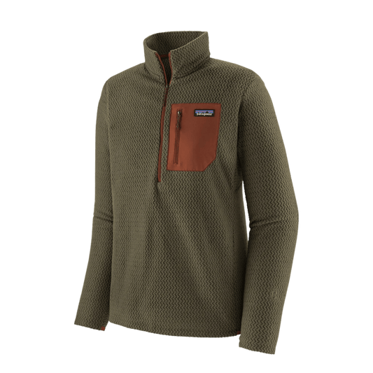 PATAGONIA MEN'S R1 AIR ZIP NECK BASIN GREEN-FRONT VIEW