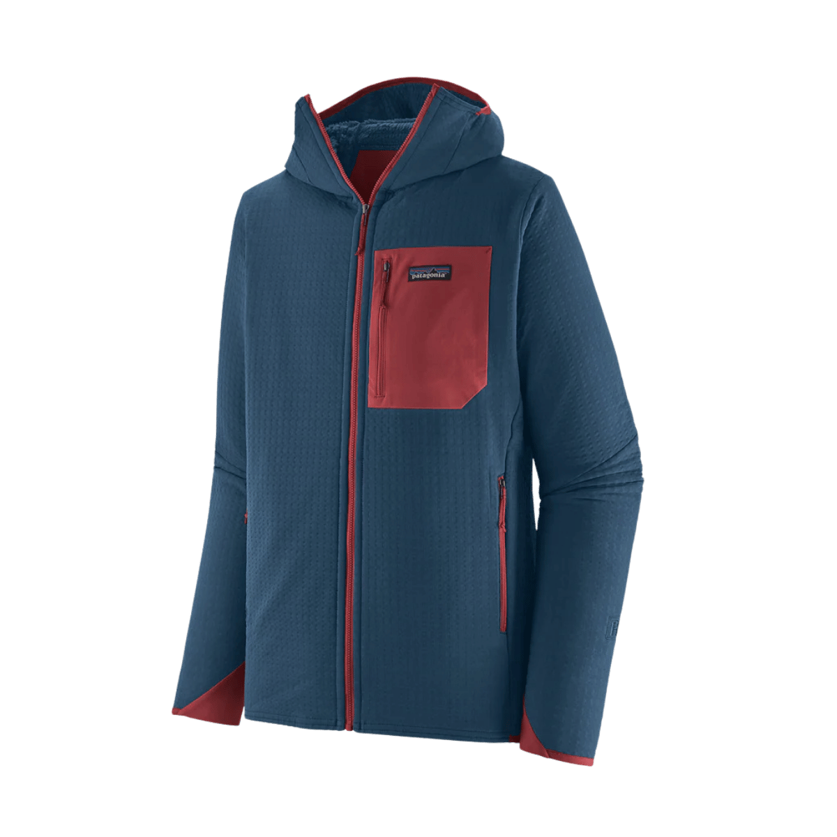 PATAGONIA MEN'S R2 TECHFACE HOODY TIDEPOOL BLUE-FRONT VIEW