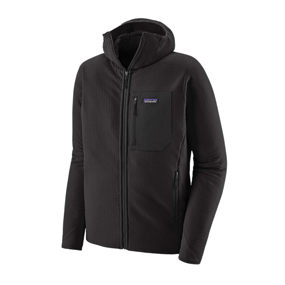 PATAGONIA MEN'S R2 TECHFACE HOODY BLACK-FRONT VIEW