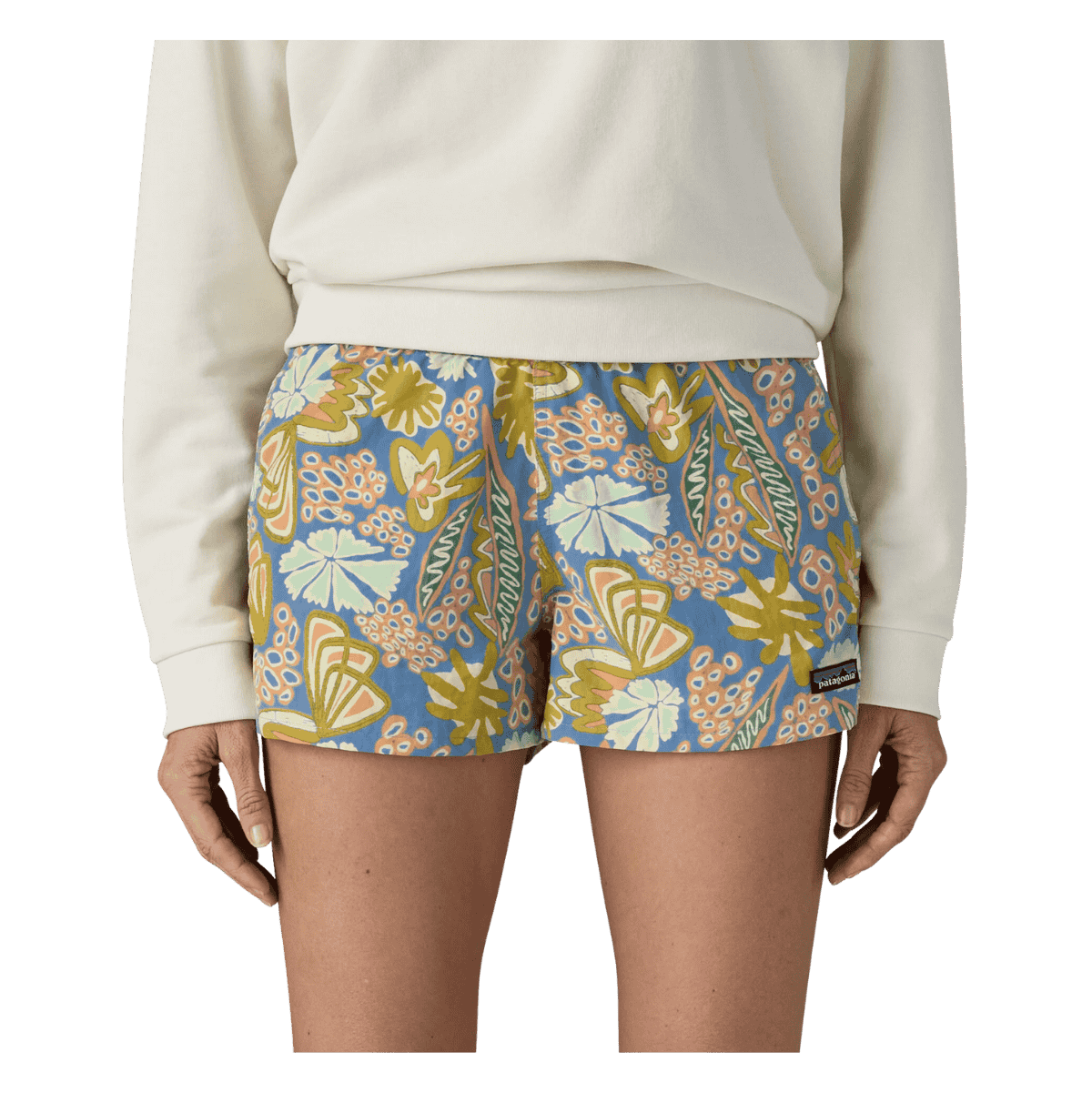 PATAGONIA WOMEN'S BARELY BAGGIES SHORTS 2-1/2" - ABUNDANT BLUE - FRONT VIEW