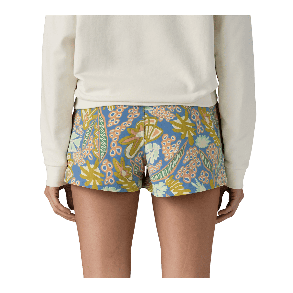 PATAGONIA WOMEN'S BARELY BAGGIES SHORTS 2-1/2" - ABUNDANT BLUE - BACK VIEW