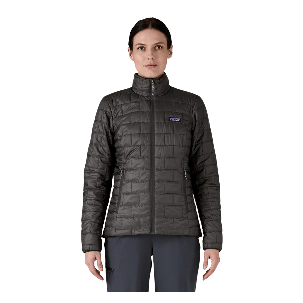 PATAGONIA WOMEN'S NANO PUFF JACKET - BLACK - FRONT VIEW