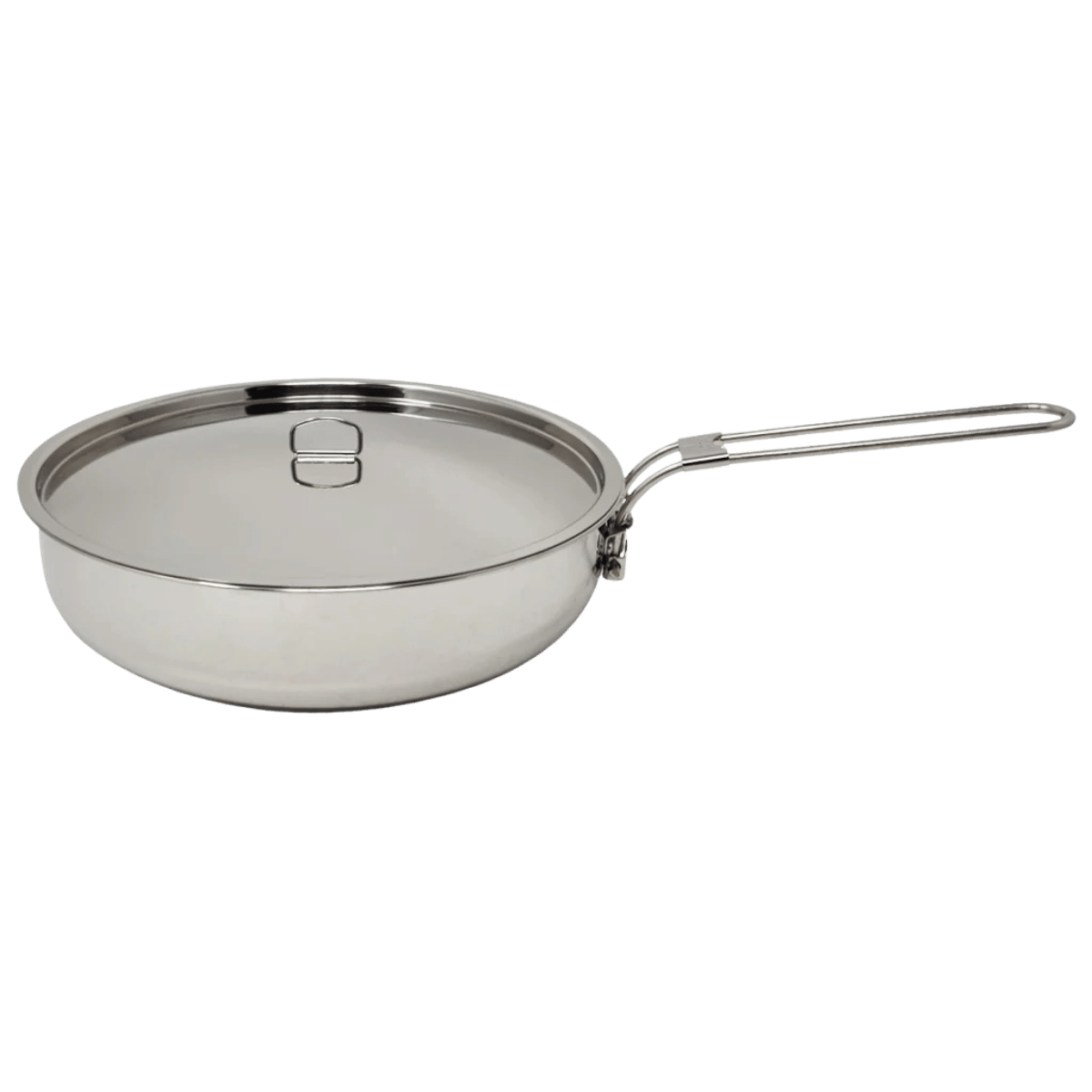 PATHFINDER STAINLESS STEEL SKILLET AND LID 10 INCH SIDE VIEW