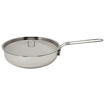PATHFINDER STAINLESS STEEL SKILLET AND LID 10 INCH SIDE VIEW