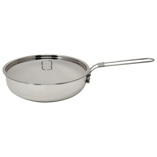 PATHFINDER STAINLESS STEEL SKILLET AND LID 10 INCH SIDE VIEW