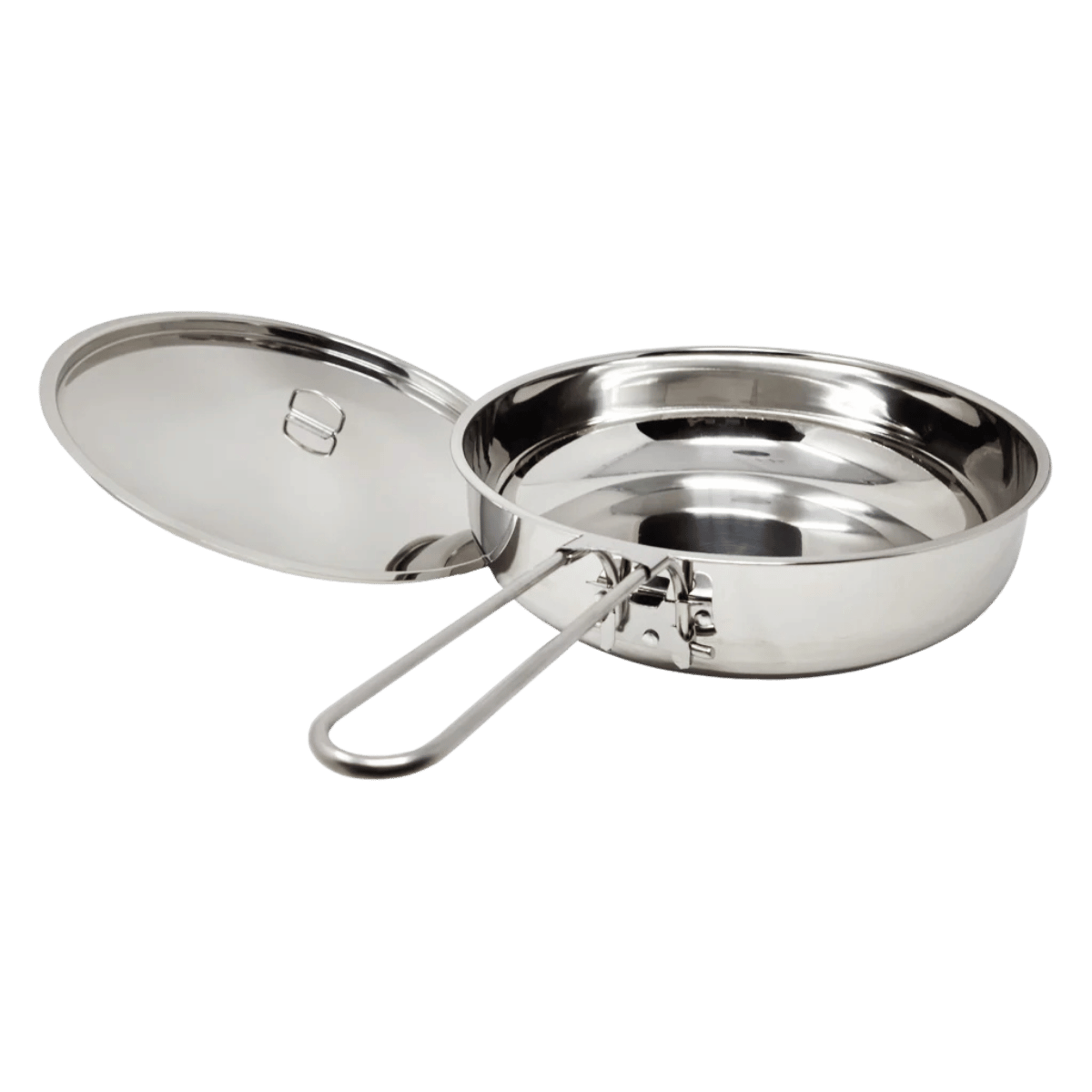 PATHFINDER STAINLESS STEEL SKILLET AND LID 10 INCH BACK VIEW