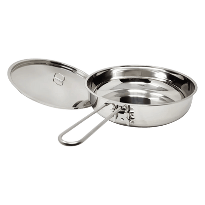 PATHFINDER STAINLESS STEEL SKILLET AND LID 10 INCH BACK VIEW
