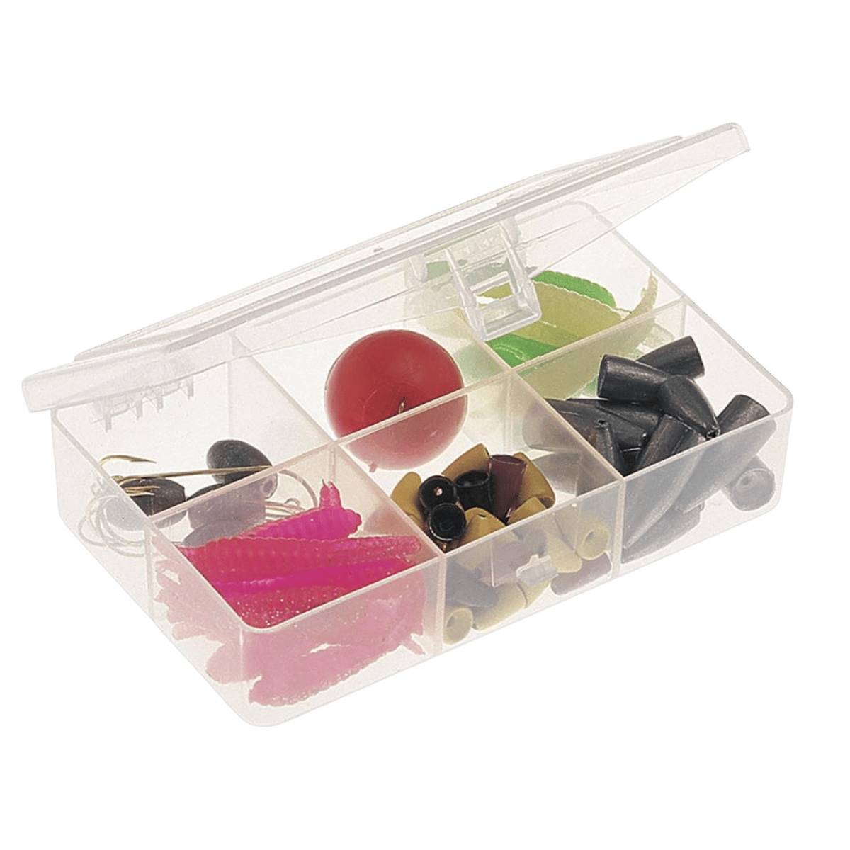 PLANO PROLATCH STOWAWAY 6 FIXED COMPARTMENT TACKLE ORGANIZER - CLEAR