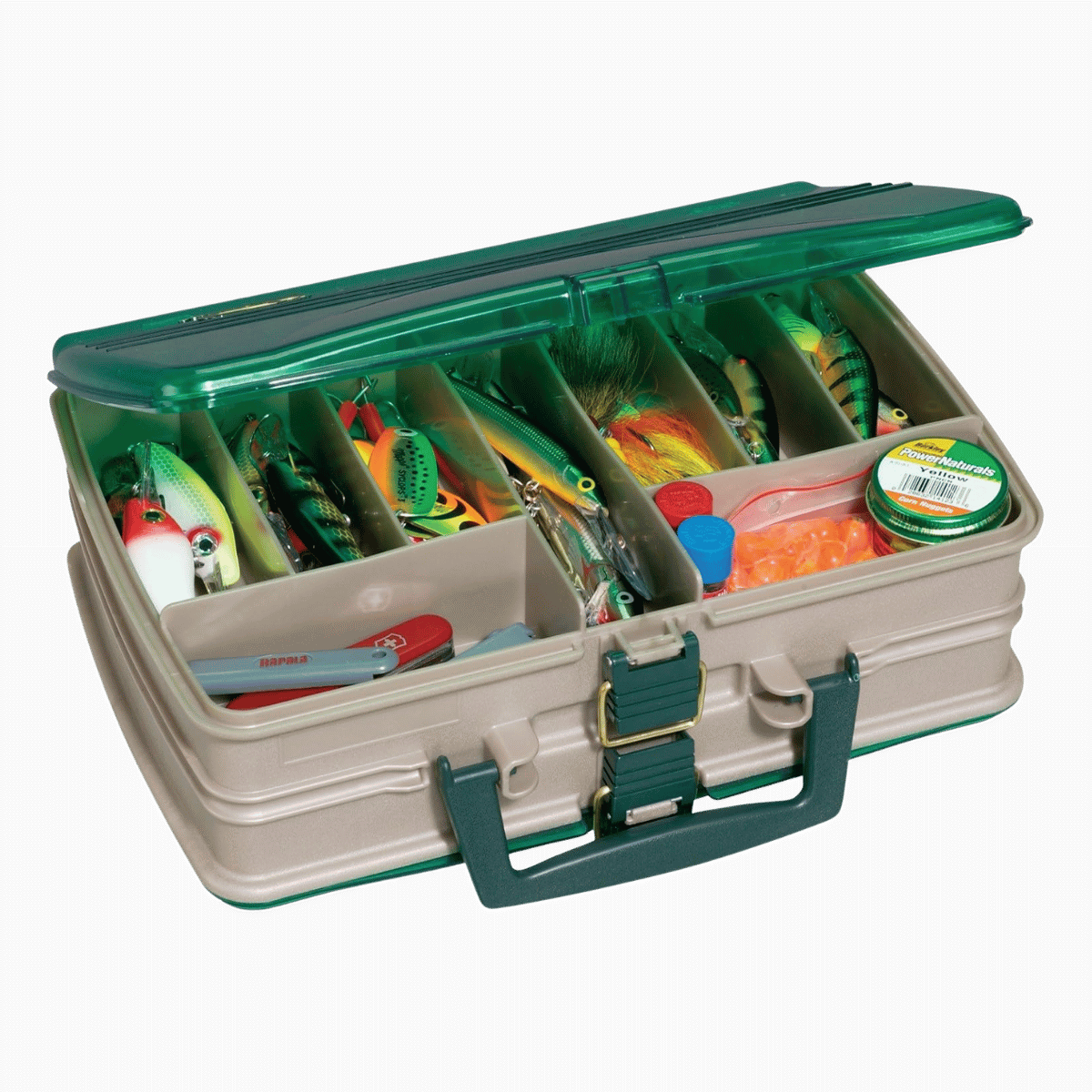 PLANO DOUBLE-SIDED SATCHEL TACKLE BOX - SANDSTONE/GREEN
