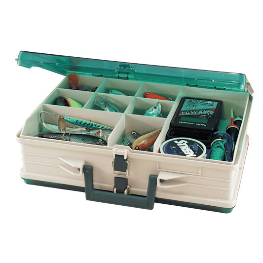 PLANO XL DOUBLE-SIDED SATCHEL TACKLE BOX - BEIGE/GREEN