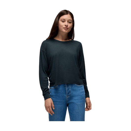 PARNA WOMEN'S COZY UP LONG SLEEVE CREW - STORMY NIGHT - FRONT VIEW