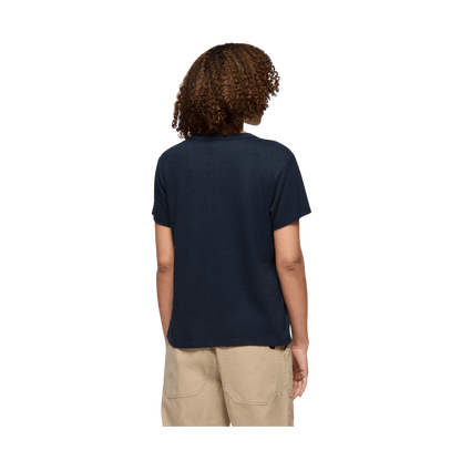 PRANA WOMEN'S COZY UP SHORT SLEEVE CREW NECK SHIRT - STORMY NIGHT - BACK VIEW