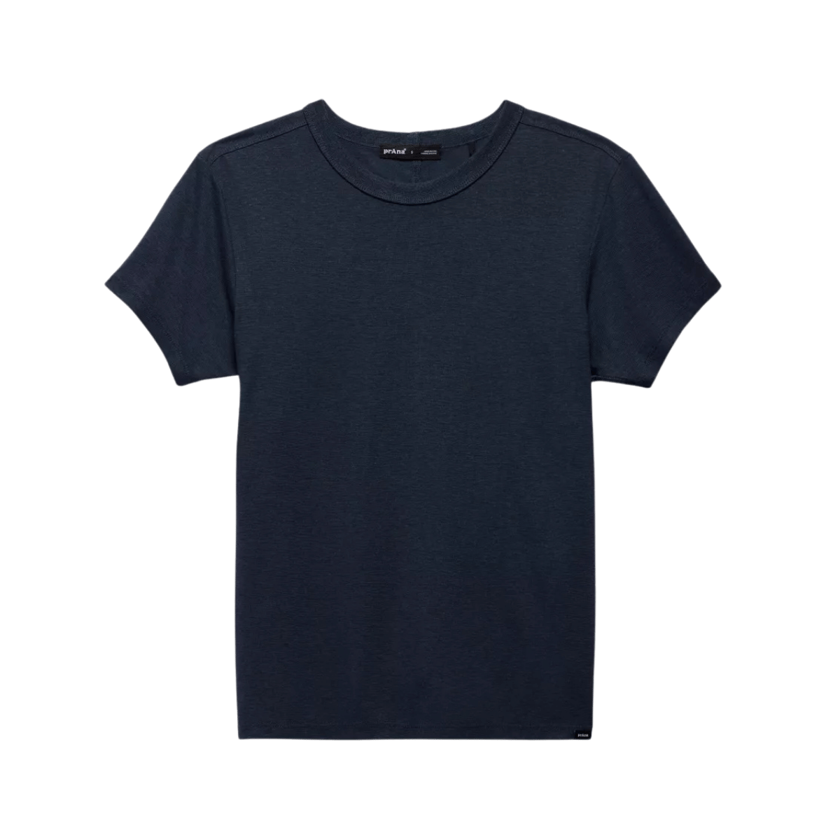 PRANA WOMEN'S COZY UP SHORT SLEEVE CREW NECK SHIRT - STORMY NIGHT - FEATURING VIEW
