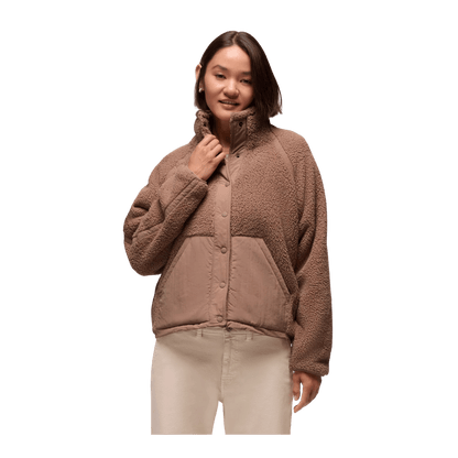 PRANA WOMEN'S ENCINITAS FLEECE JACKET - SHROOM - FRONT VIEW