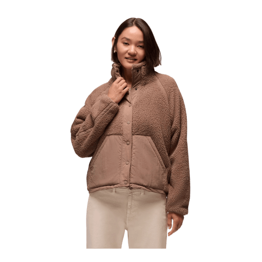 PRANA WOMEN'S ENCINITAS FLEECE JACKET - SHROOM - FRONT VIEW