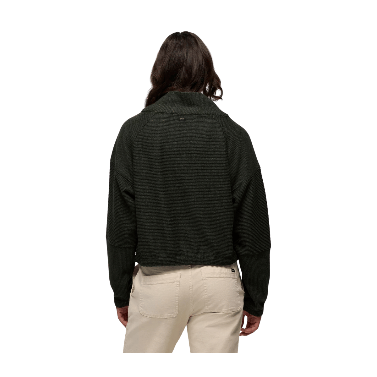 PRANA WOMEN'S OLIVIA LONG SLEEVE SWEATER - NORI - BACK VIEW