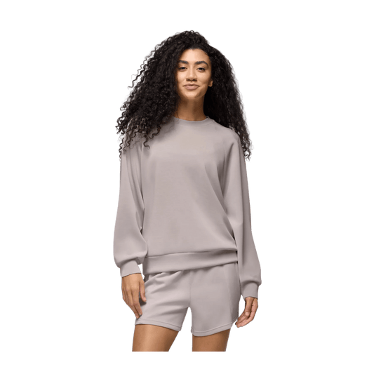 PRANA WOMEN'S SHEA SOFT CREWNECK SWEATSHIRT - ALMOND - FRONT VIEW