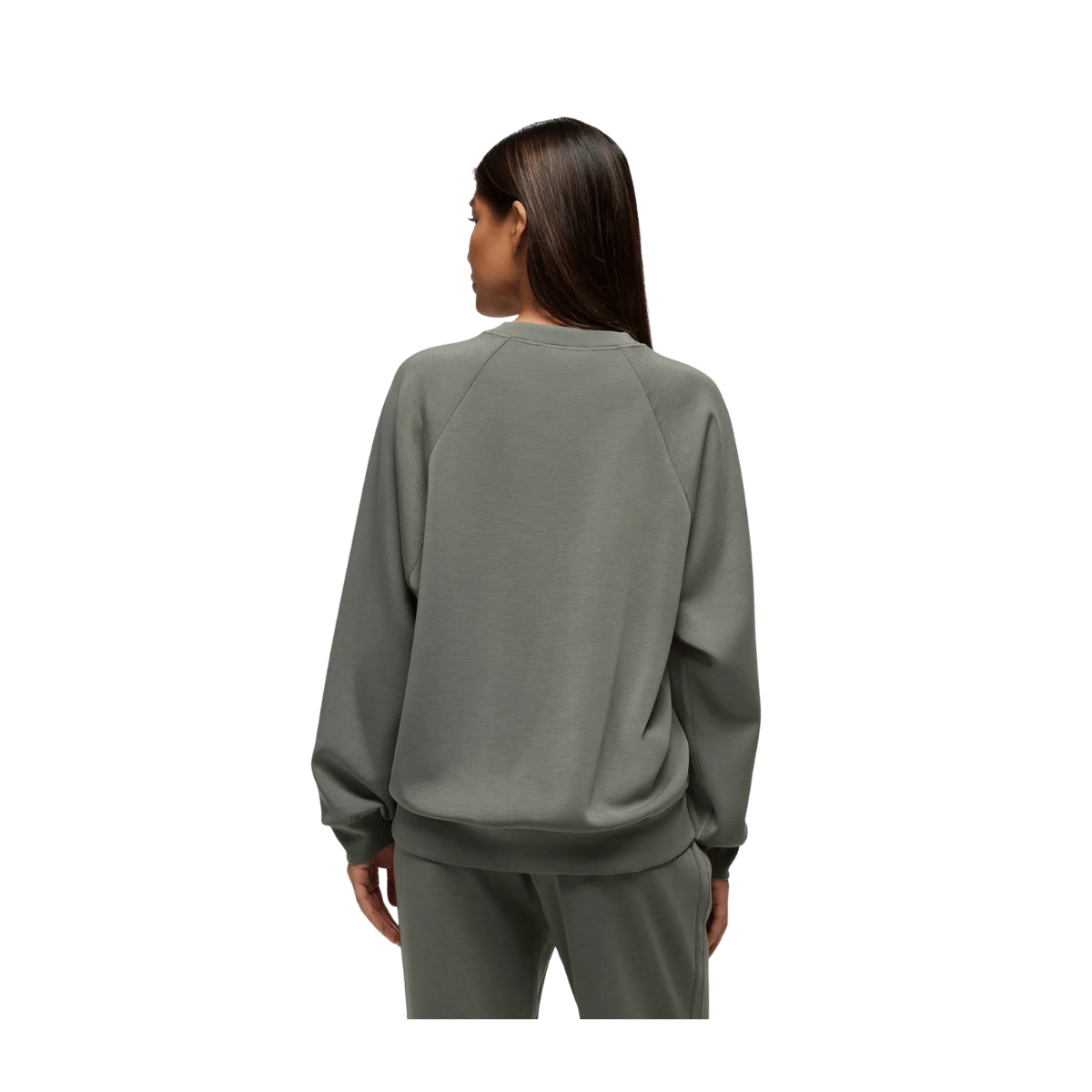 PRANA WOMEN'S SHEA SOFT CREWNECK SWEATSHIRT - THYME - BACK VIEW