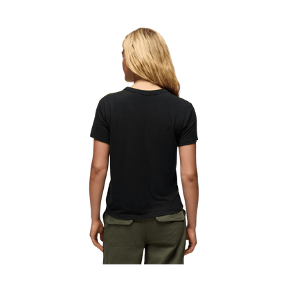 PRANA WOMEN'S COZY UP SHORT SLEEVE CREW SHIRT - BLACK - BACK VIEW
