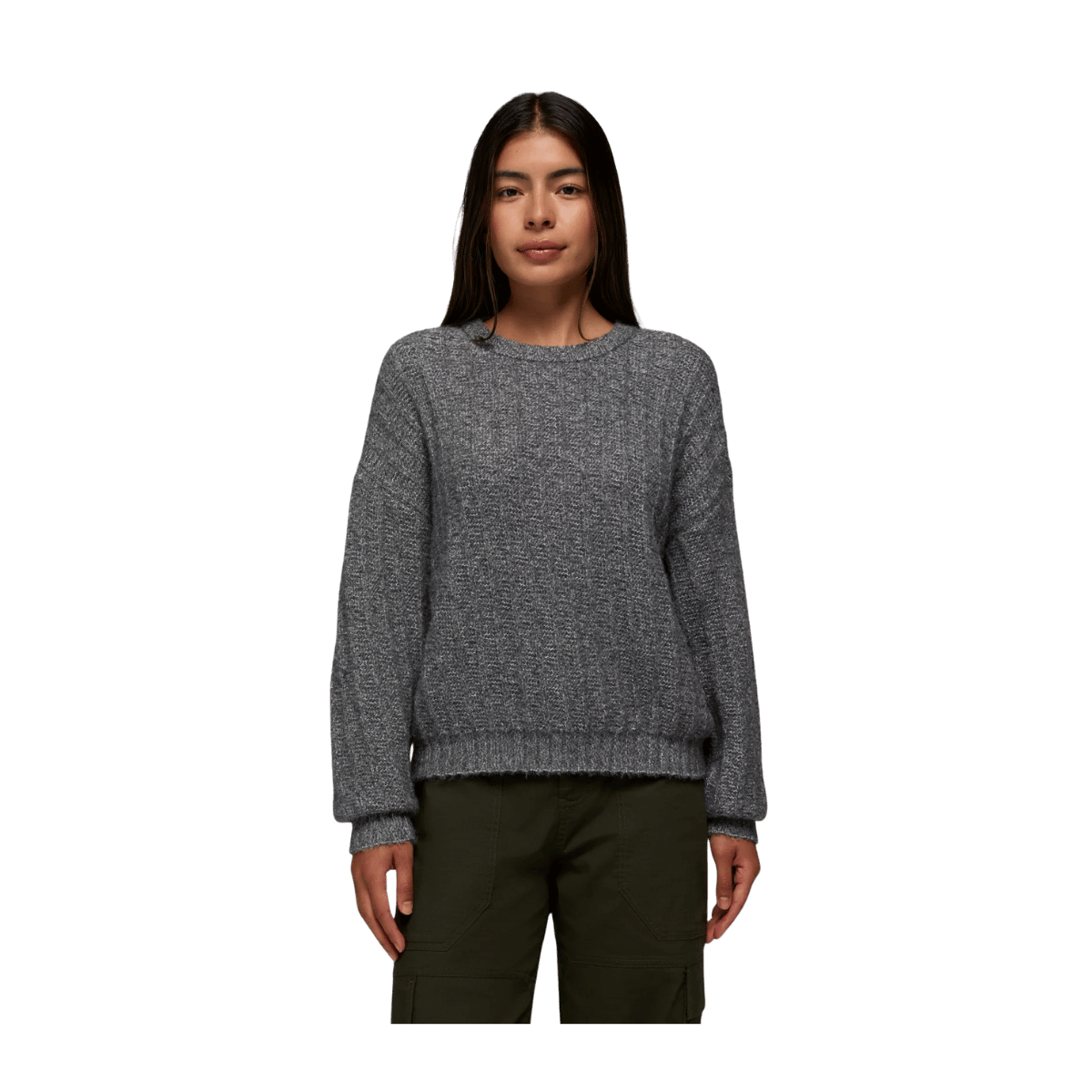 PRANA WOMEN'S EMBERBROOK SWEATER - HEATHER GREY - FRONT VIEW