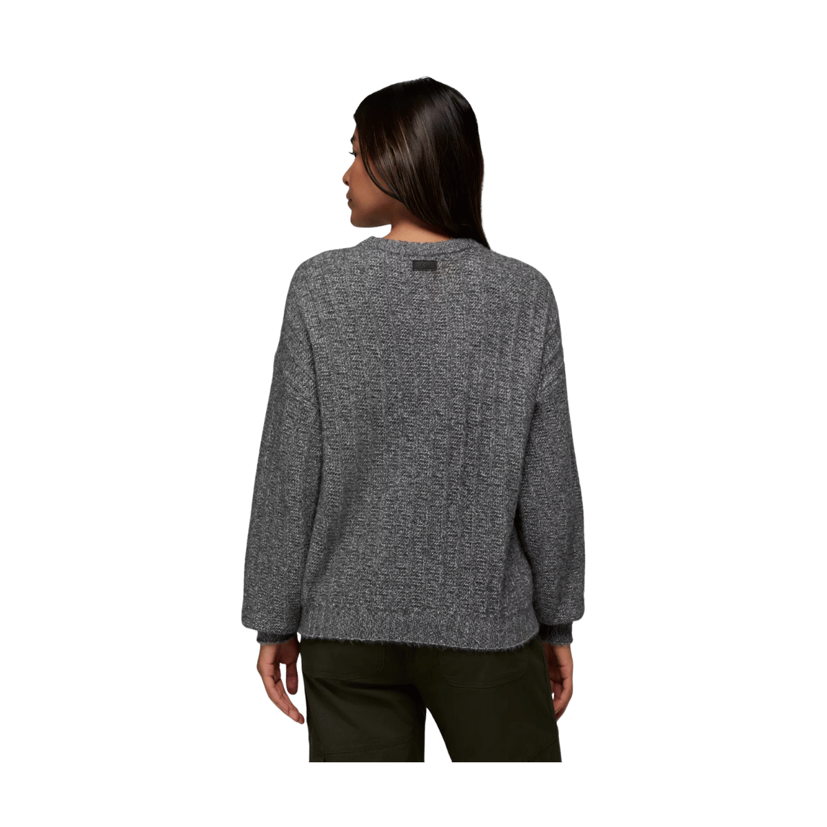 PRANA WOMEN'S EMBERBROOK SWEATER - HEATHER GREY - BACK VIEW