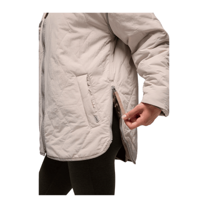 PRANA WOMEN'S ENCINITAS FIELD COAT - ALMOND - SIDE VIEW