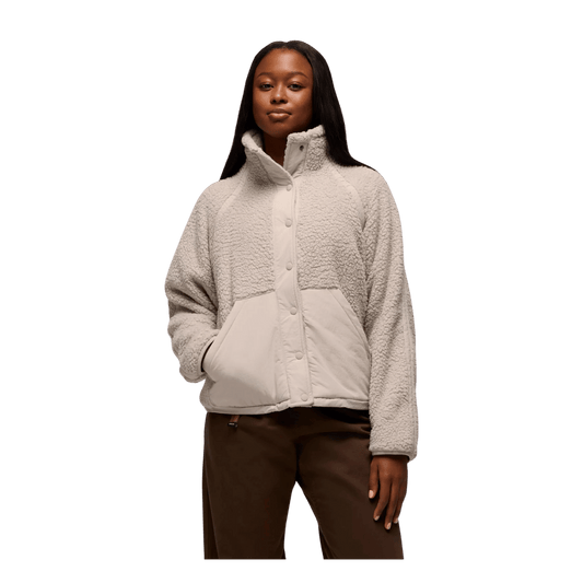 PRANA WOMEN'S ENCINITAS FLEECE JACKET - ALMOND - FRONT VIEW