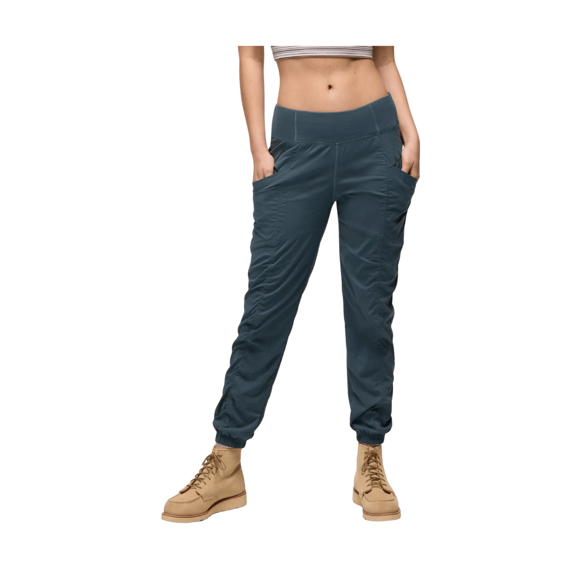 PRANA WOMEN'S KOEN JOGGER PANTS - GREY BLUE - FRONT VIEW