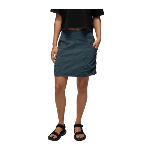 PRANA WOMEN'S KOEN SKORT - GREY BLUE - FRONT VIEW