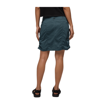 PRANA WOMEN'S KOEN SKORT - GREY BLUE - BACK VIEW