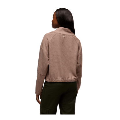 PRANA WOMEN'S OLIVIA LONG SLEEVE SWEATER - MUSHROOM - BACK VIEW