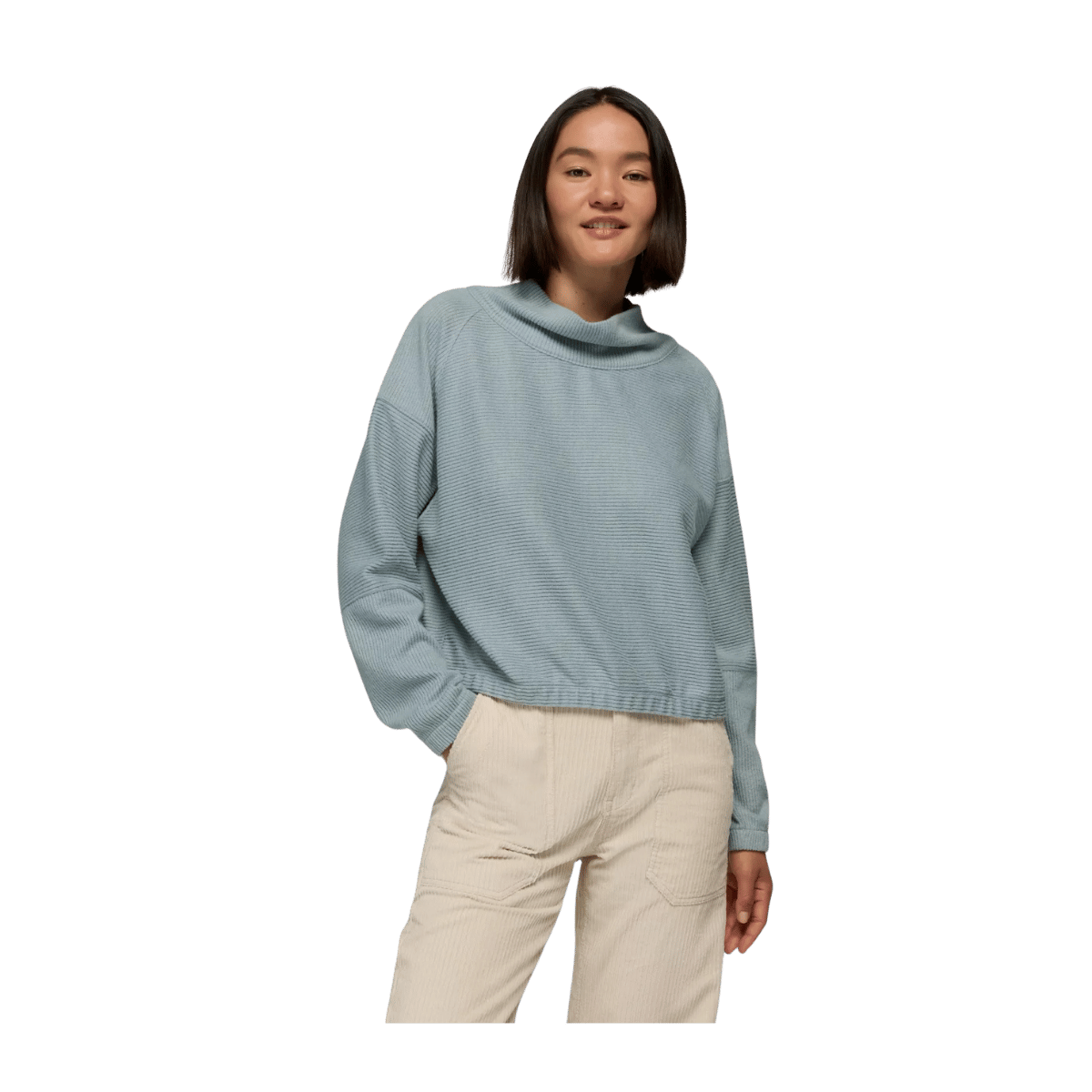 PRANA WOMEN'S OLIVIA LONG SLEEVE SWEATER - QUARRY - FRONT VIEW