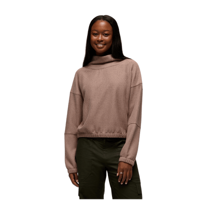 PRANA WOMEN'S OLIVIA LONG SLEEVE SWEATER - MUSHROOM - FRONT VIEW