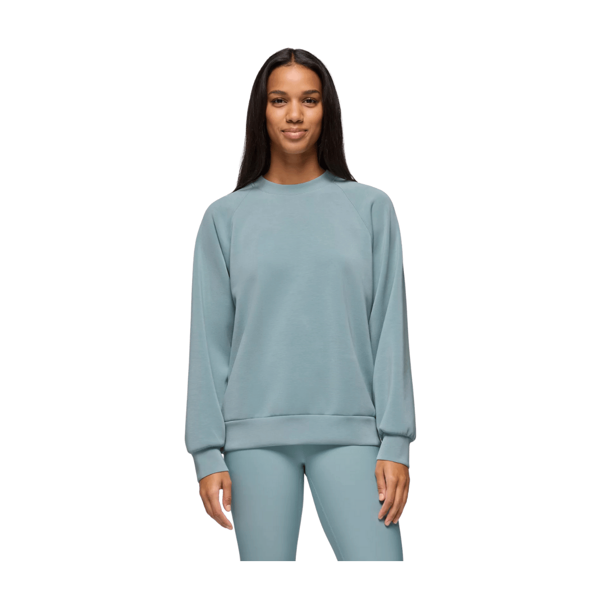 PRANA WOMEN'S SHEA SOFT CREWNECK SWEATSHIRT - SALTWATER - FRONT VIEW