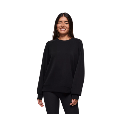 PRANA WOMEN'S SHEA SOFT CREWNECK SWEATSHIRT - BLACK - FRONT VIEW