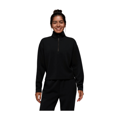 PRANA WOMEN'S SHEA SOFT HALF ZIP - BLACK II - FRONT VIEW