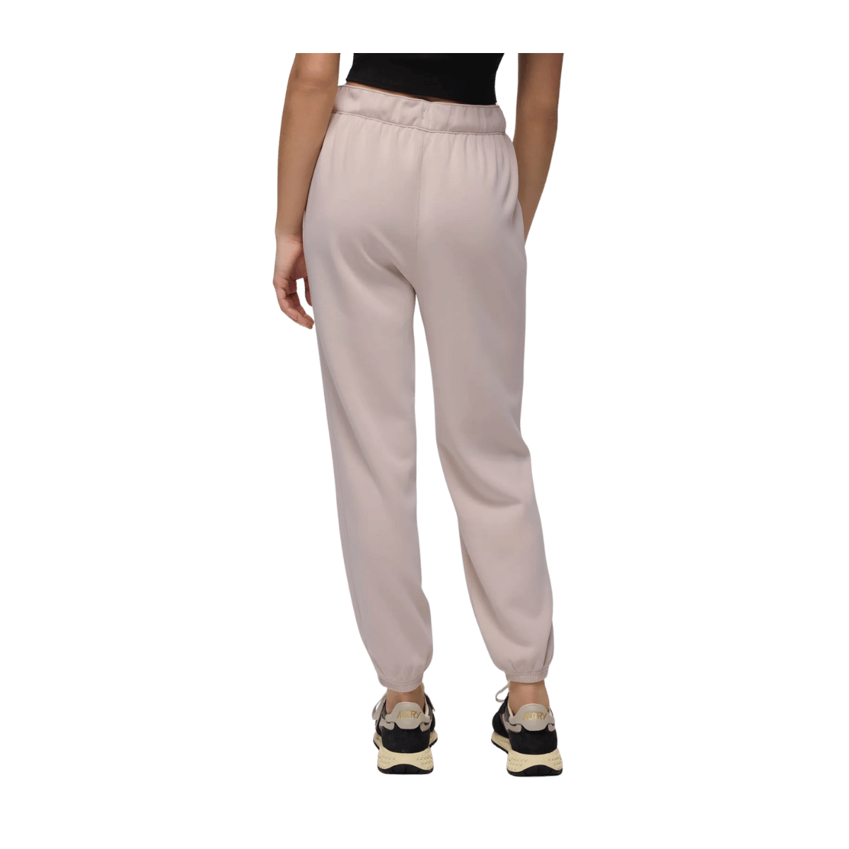 PRANA WOMEN'S SHEA SOFT HIGH RISE JOGGER PANTS - ALMOND - BACK VIEW