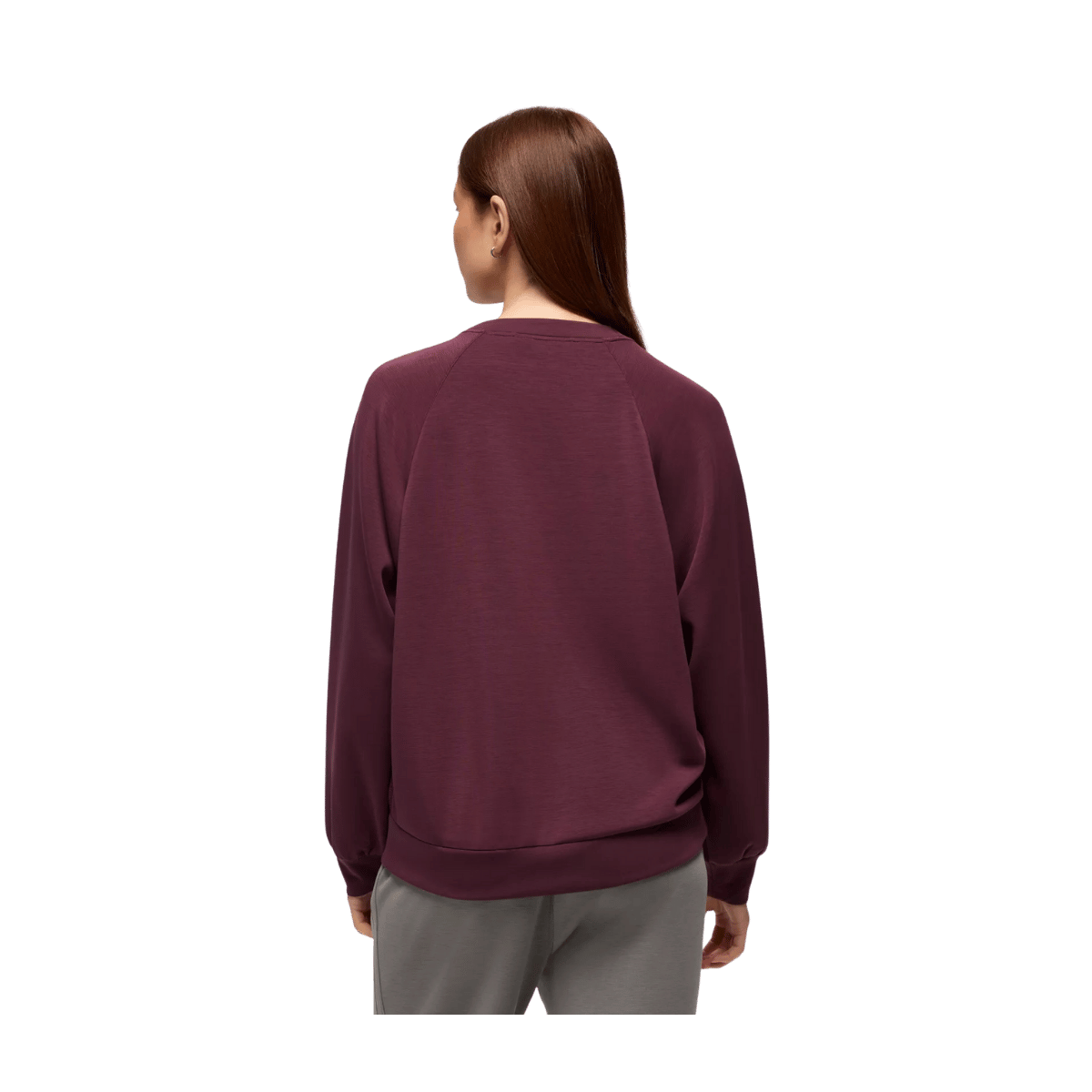 PRANA WOMEN'S SHEA SOFT CREWNECK SWEATSHIRT - DEEP VINO - BACK VIEW