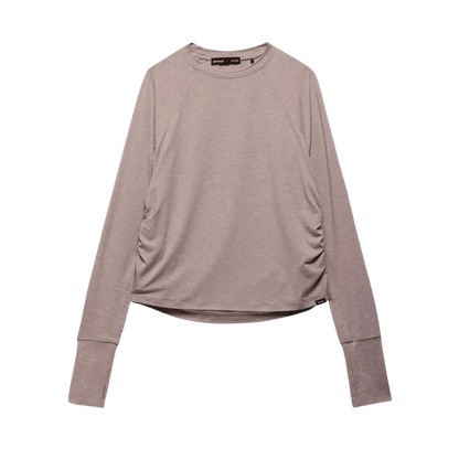 PRANA WOMEN'S SOL SEARCHER LONG SLEEVE CREW - SHROOM - PRODUCT VIEW