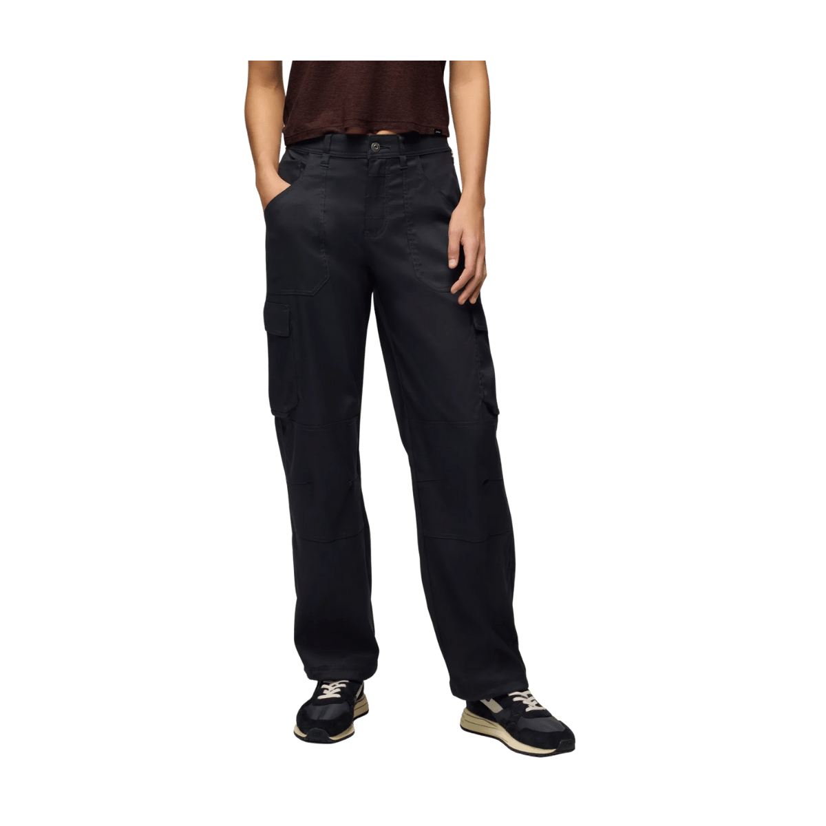 PRANA WOMEN’S STRETCH ZION CARGO PANTS 29" – BLACK - FRONT VIEW