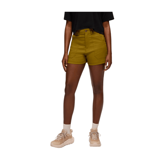 PRANA WOMEN'S STRETCH ZION CARGO SHORTS 5" - RETRO OLIVE - FRONT VIEW