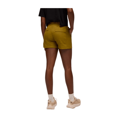 PRANA WOMEN'S STRETCH ZION CARGO SHORTS 5" - RETRO OLIVE - BACK VIEW