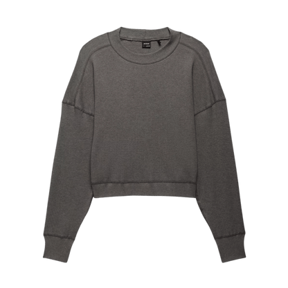 PRANA WOMEN'S TOUCHSTONE LONG SLEEVE CREWNECK - THYME HEATHER - FEATURING VIEW